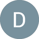 Circular muted blue-gray avatar with a white capital letter D centered