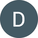 Dark slate circular avatar with a centered white letter D